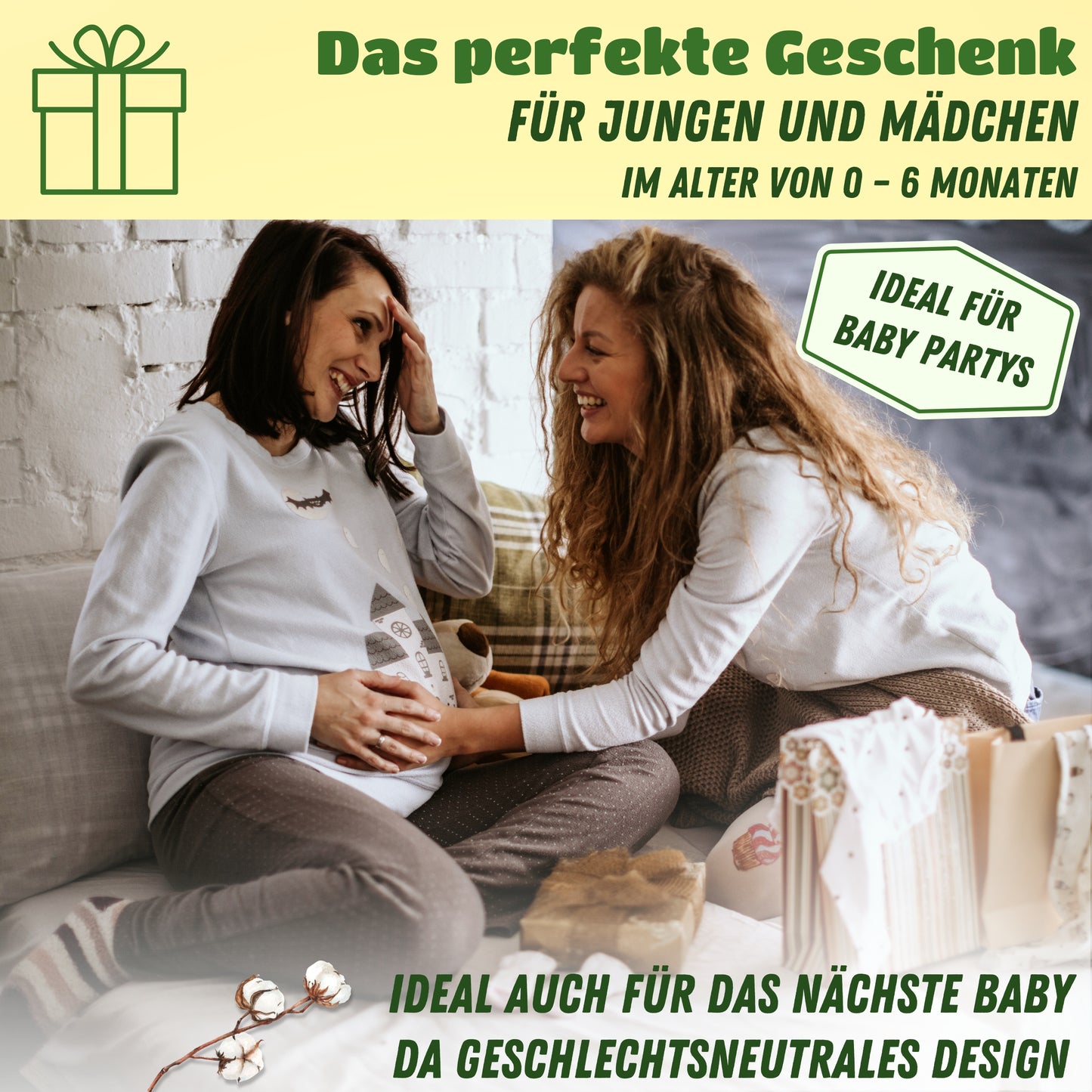 ORGANICKID Baby Set Neugeborene - weiche Bio-Baumwolle allergikerfreundlich 7 Teile mit Kapuzendecke - Baby Erstausstattung Geschenkset zur Geburt, 0-6 Monate, unisex Mädchen & Jungen