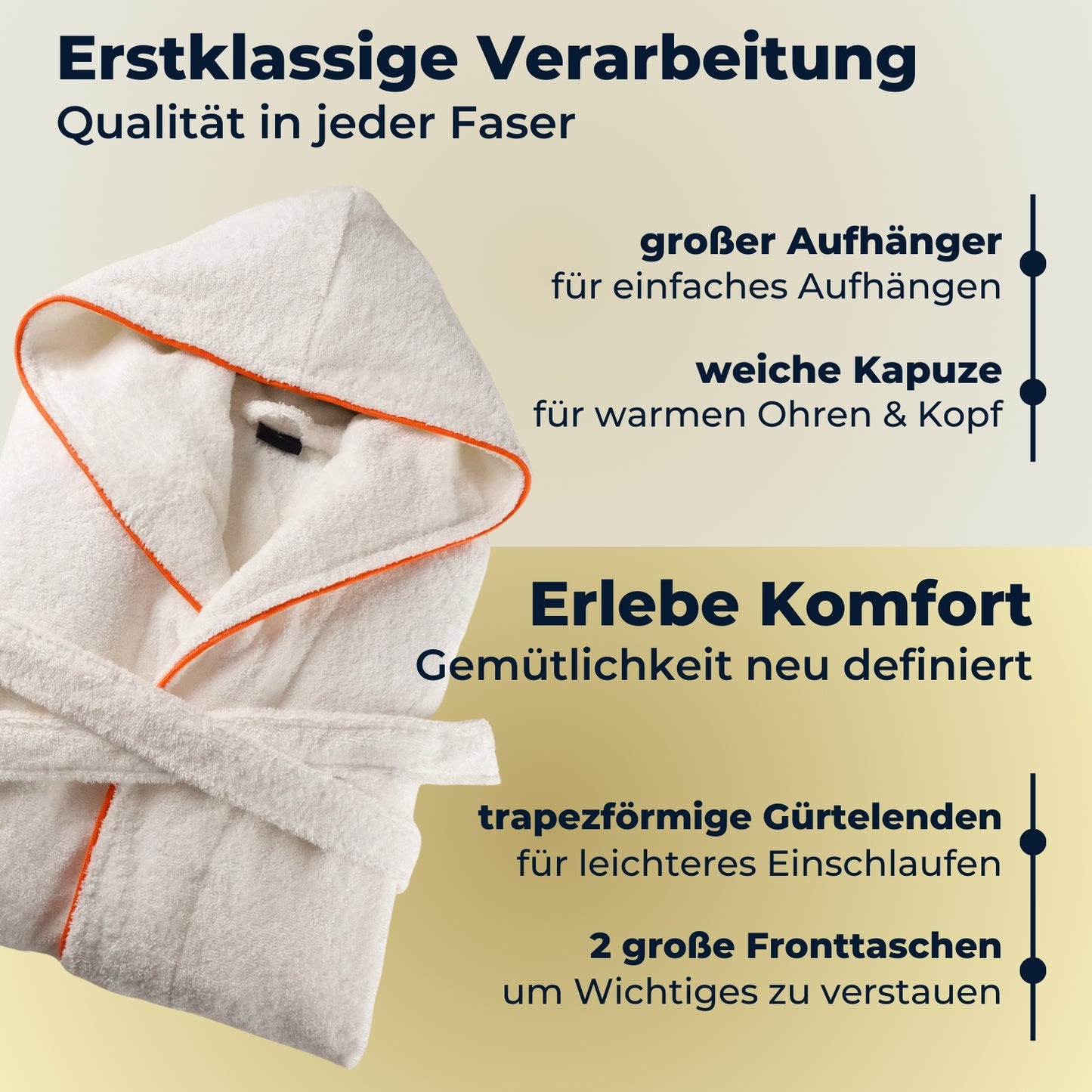 Damen Bademantel mit Kapuze aus kuscheliger Baumwolle - blütenweiß - extra weich und bequem - Frottee Sauna Bademantel lang - OEKO-TEX zertifiziert