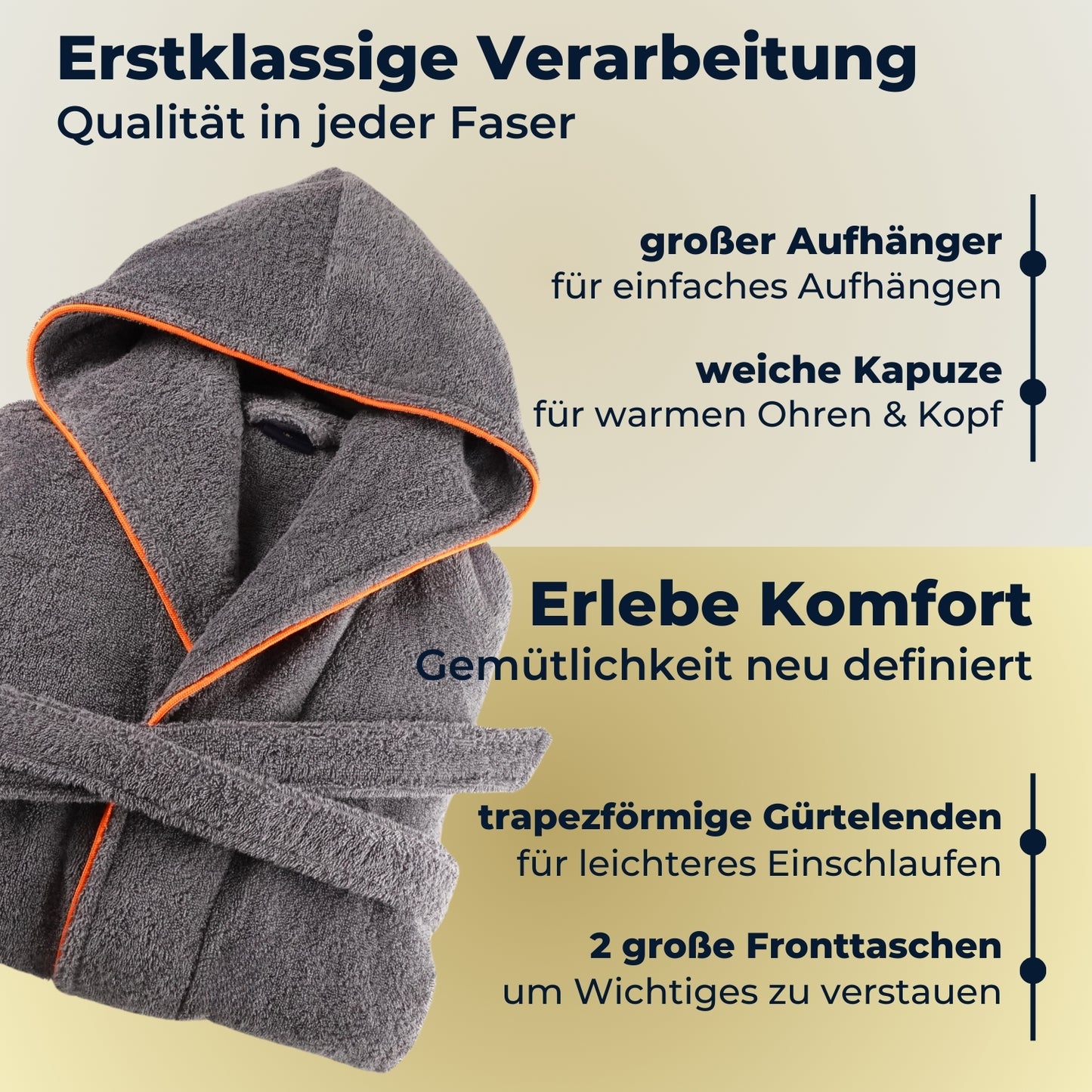 ELEVAVIDA® Damen Bademantel mit Kapuze aus kuscheliger Baumwolle - delphingrau - extra weich und bequem - Frottee Sauna Bademantel lang - OEKO-TEX zertifiziert
