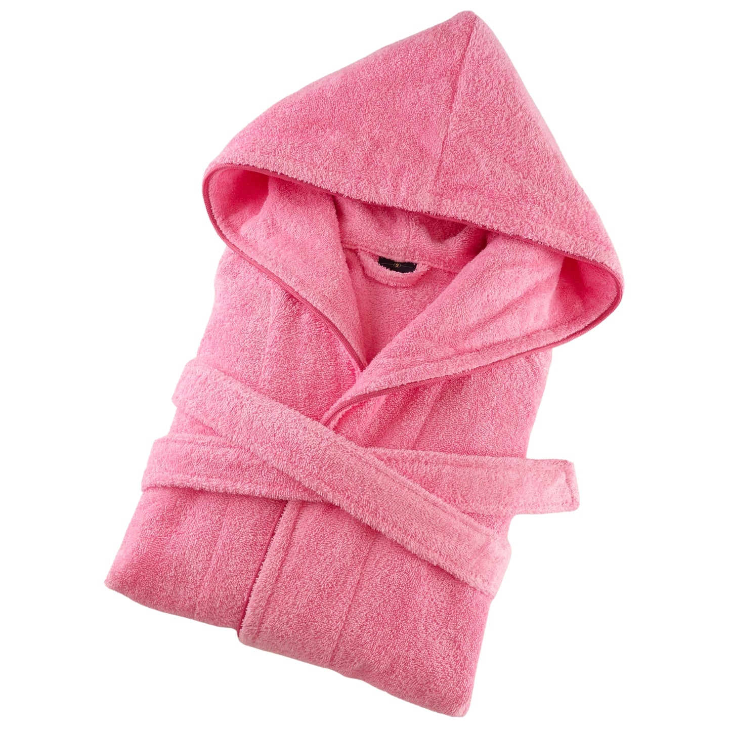 Damen Bademantel mit Kapuze aus kuscheliger Baumwolle rosa - extra weich und bequem - Frottee Sauna Bademantel lang - OEKO-TEX zertifiziert