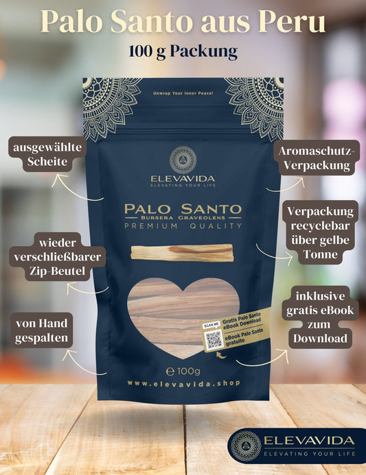 Palo Santo 100 g Räucherholz aus Peru - heiliges Holz aus Peru, nachhaltig gesammelt - Bursera Graveolen