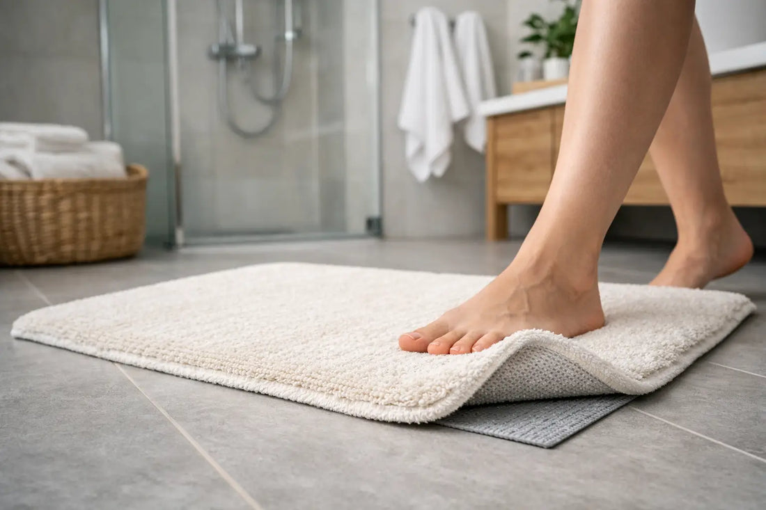 Badematte aus Baumwolle rutschfest wählen