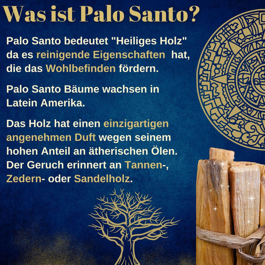 ELEVAVIDA® Palo Santo Gold – Set aus 6 extra großen Stäben mit „Goldrinde“, handgefertigter Halter und Broschüre in edler Geschenkschachtel - ideales aromatisch duftendes spirituelles Geschenk