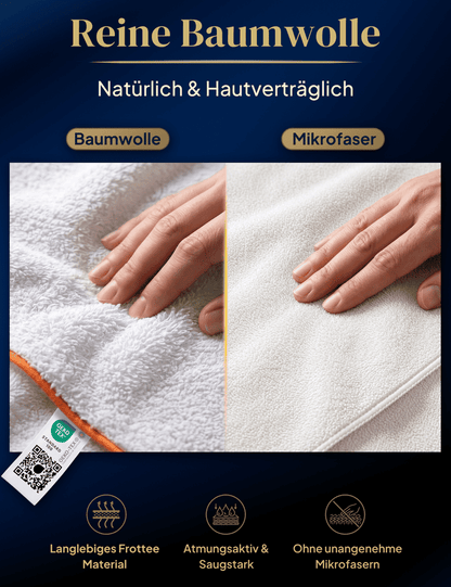 Damen Bademantel mit Kapuze aus kuscheliger Baumwolle - blütenweiß - extra weich und bequem - OEKO-TEX zertifiziert