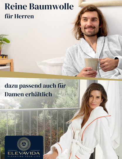 Herren Bademantel blütenweiß aus kuscheliger Baumwolle (430 g/m2) - extra weich und bequem - OEKO-TEX zertifiziert