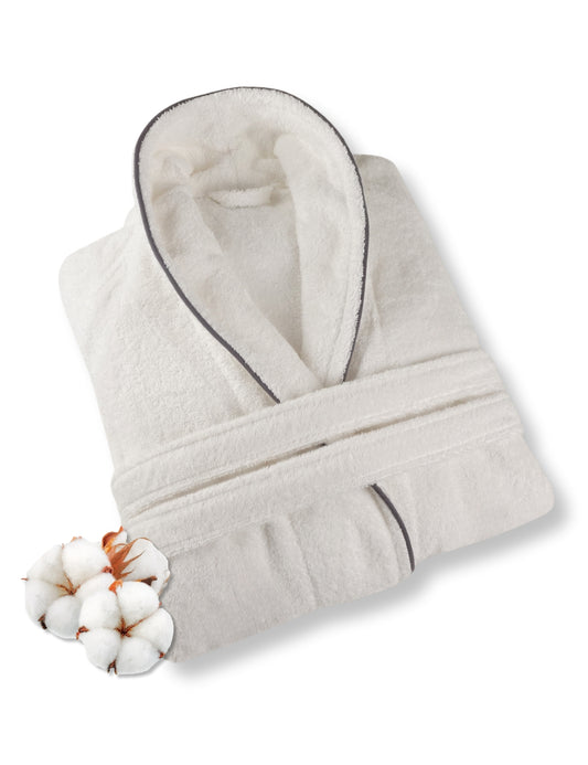 ELEVAVIDA® Herren Bademantel blütenweiß aus kuscheliger Baumwolle (430 g/m2) - extra weich und bequem - OEKO-TEX zertifiziert
