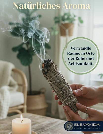 Weißer Salbei zum Räuchern aus Kalifornien, getrocknet (Salvia Apiana), 3 Stück Räucherbündel