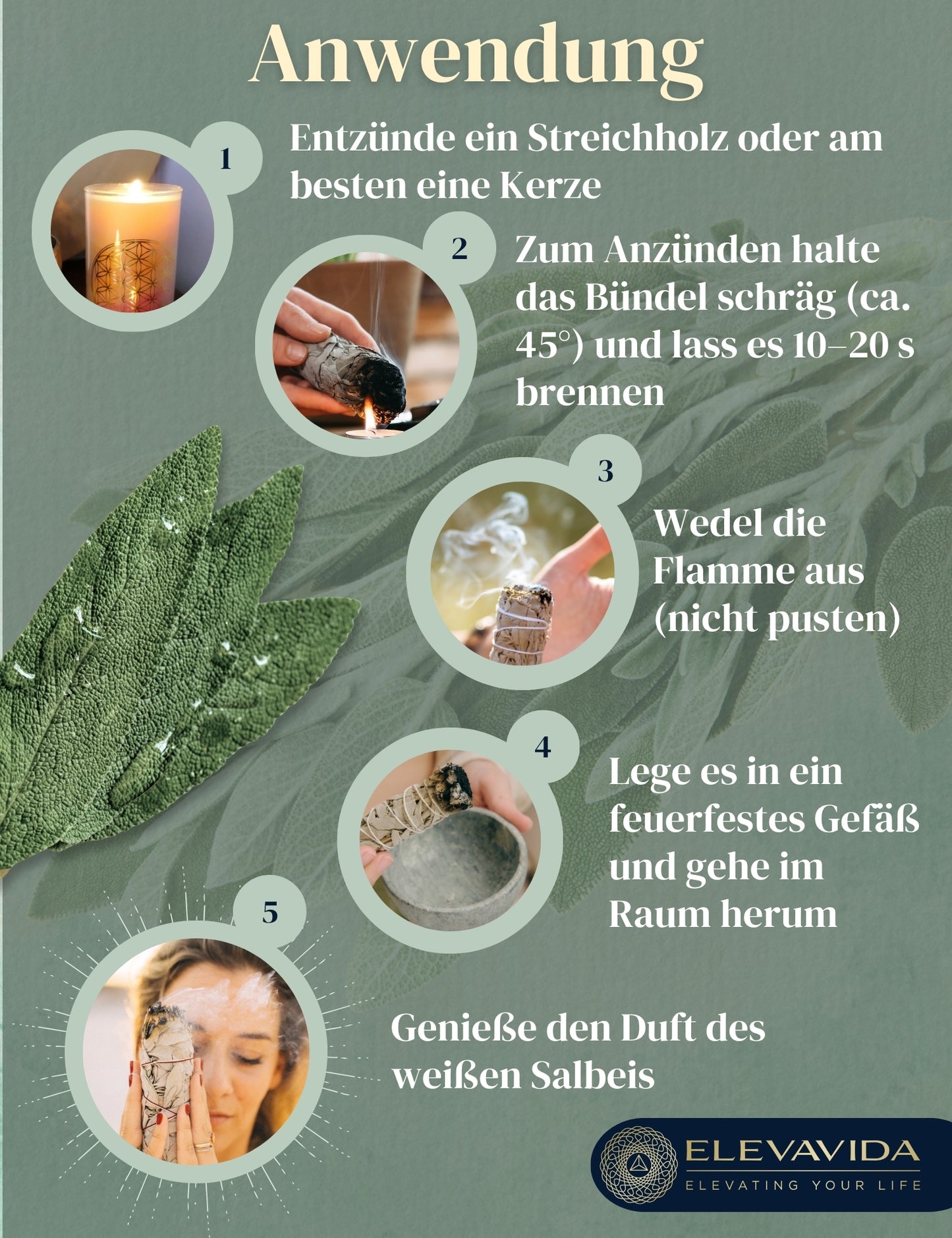 Weißer Salbei zum Räuchern aus Kalifornien, getrocknet (Salvia Apiana), 3 Stück Räucherbündel