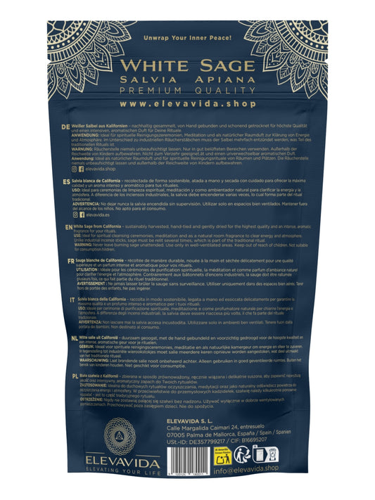 Set 2x Weißer Salbei (Salvia Apiana) aus Kalifornien & 2x Palo Santo aus Peru zum Räuchern, Räucherbündel White Sage & Palo Santo Smudge Sticks