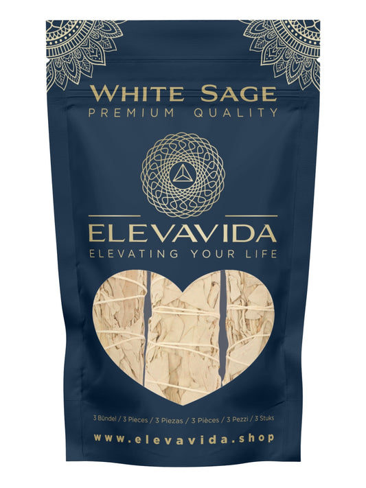 Set 2x Weißer Salbei (Salvia Apiana) aus Kalifornien & 2x Palo Santo aus Peru zum Räuchern, Räucherbündel White Sage & Palo Santo Smudge Sticks