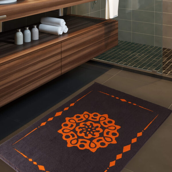 Badematte Badeteppich Badvorleger Duschvorleger Mandala Grau Orange